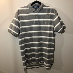 Grey Striped Polo by Ralph Lauren